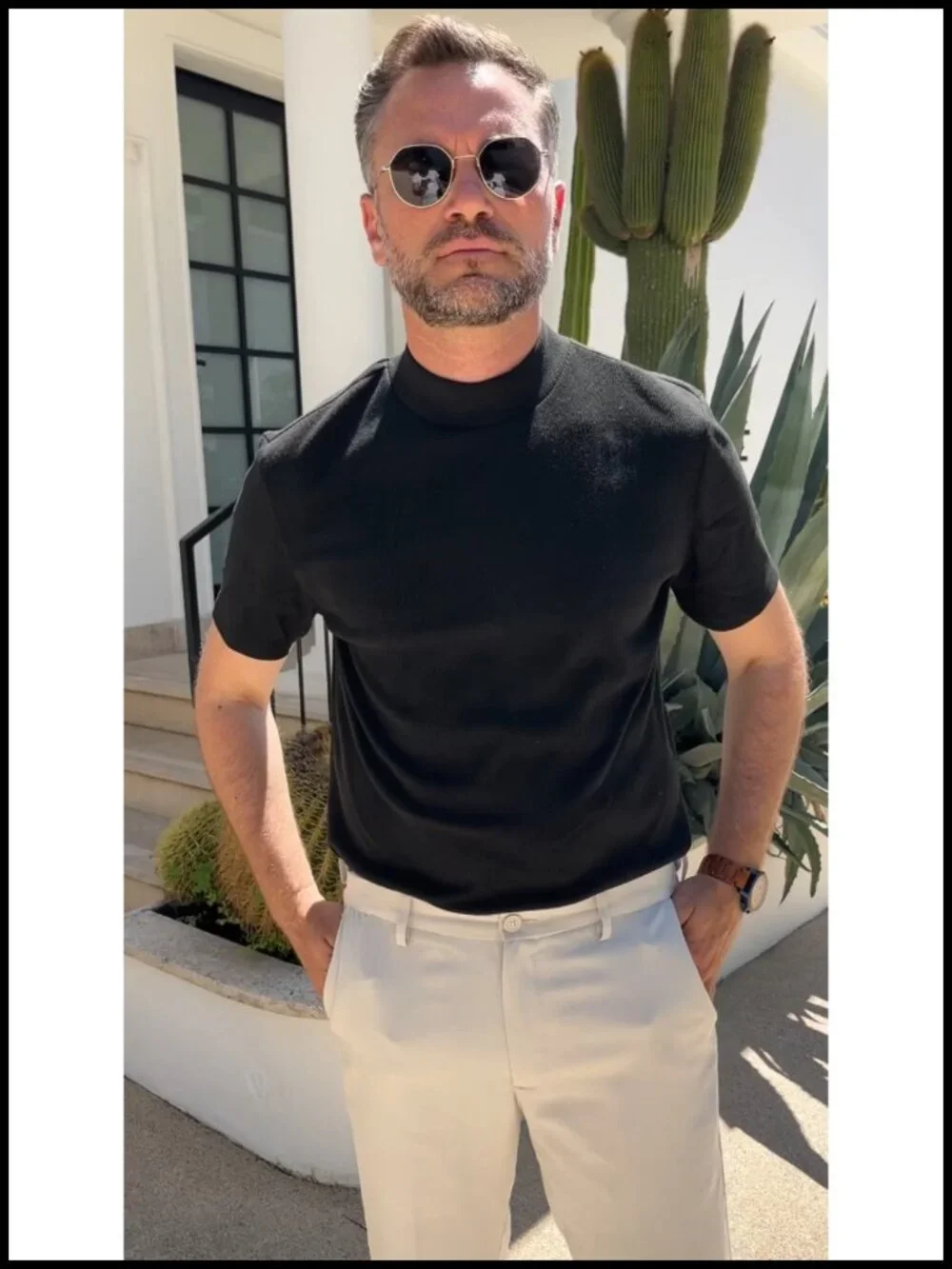 Men's Mock Turtleneck Pullover Short Sleeve Knit Stretchable Slim Fit